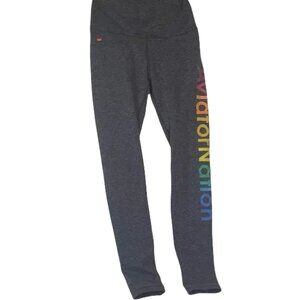 Aviator Nation Dark Gray Leggings with Rainbow Logo